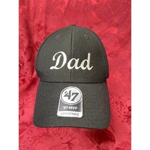 '47 Brand MVP "DAD" Hat Cap Black Adjustable OSFA Hook & Loop Embroidered Baseba